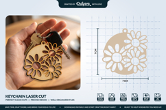 Flower Round Keychain Laser Cut SVG Product Image 3