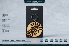 Flower Round Keychain Laser Cut SVG Product Image 1