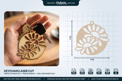 Flower Round Keychain Laser Cut SVG Product Image 3