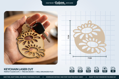 Flower Round Keychain Laser Cut SVG Product Image 3