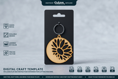 Flower Round Keychain Laser Cut SVG Product Image 2