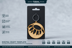 Flower Round Keychain Laser Cut SVG Product Image 1