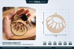 Flower Round Keychain Laser Cut SVG Product Image 3