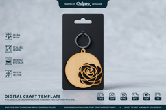 Flower Round Keychain Laser Cut SVG Product Image 2