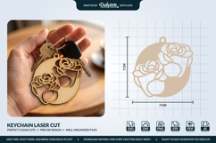 Flower Round Keychain Laser Cut SVG Product Image 3