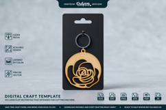 Flower Round Keychain Laser Cut SVG Product Image 1
