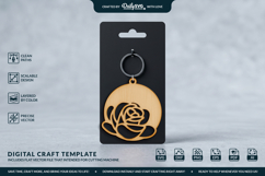Flower Round Keychain Laser Cut SVG Product Image 1