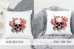 Halloween floral skull with flower bouquet clipart- 1 png Product Image 4