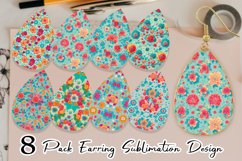 Earring teardrop sublimation design flower pattern Product Image 1