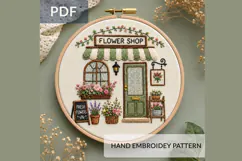 Flower Shop Embroidery Pattern PDF, Cottagecore Storefront Product Image 1