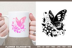 Flower Design SVG | Elegant Flower with Butterfly Product Image 3