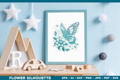 Flower Design SVG | Elegant Flower with Butterfly Product Image 1