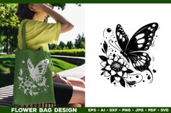 Flower Design SVG | Elegant Flower with Butterfly Product Image 4