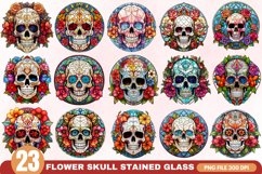 Flower Skull Stained Glass Sublimation Clipart Bundle - 23 Product Image 1
