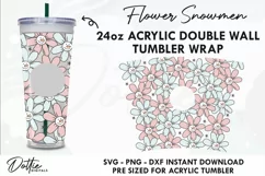 Fun Flower Snowmen Starbucks 24oz Acrylic Tumbler Cup Product Image 1