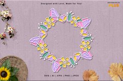 Colorful Flowers and Butterflies Wreath 3D Layered Papercut Product Image 1