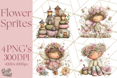 Flower Sprite Babies Clipart PNG, Pastel Watercolor Fairy Product Image 1