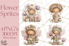 Flower Sprite Babies Clipart PNG, Pastel Watercolor Fairy Product Image 1