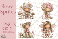 Flower Sprite Babies Clipart PNG, Pastel Watercolor Fairy Product Image 1