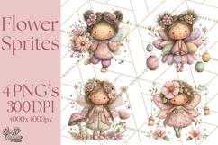Flower Sprite Babies Clipart PNG, Pastel Watercolor Fairy Product Image 1