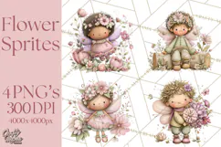 Flower Sprite Babies Clipart PNG, Pastel Watercolor Fairy Product Image 1