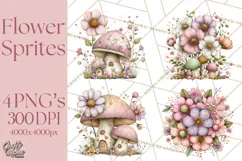 Flower Sprite Babies Clipart PNG, Pastel Watercolor Fairy Product Image 1