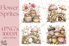 Flower Sprite Babies Clipart PNG, Pastel Watercolor Fairy Product Image 1