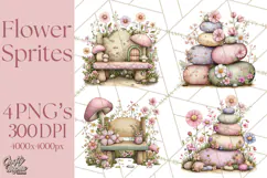 Flower Sprite Babies Clipart PNG, Pastel Watercolor Fairy Product Image 1