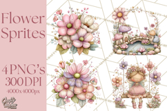 Flower Sprite Babies Clipart PNG, Pastel Watercolor Fairy Product Image 1