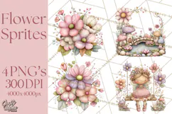 Flower Sprite Babies Clipart PNG, Pastel Watercolor Fairy Product Image 1
