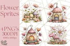 Flower Sprite Babies Clipart PNG, Pastel Watercolor Fairy Product Image 1