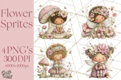 Flower Sprite Babies Clipart PNG, Pastel Watercolor Fairy Product Image 1