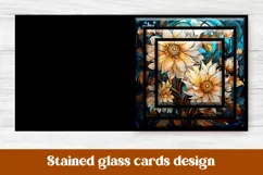 Daisy flower stained glass cards design printable, flower stained glass cards for cricut, happy birthday printable card.