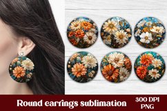 Flower stained glass round earring sublimation design,  flower stained glass sublimation, flower stained glass round earring bundle, earring template png.