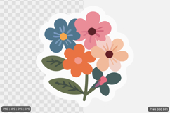 Cute Flower Sticker Design SVG PNG Product Image 1