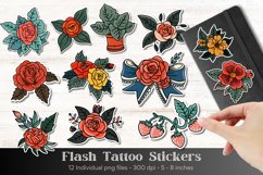 Flower Sticker Png Bundle | Flash Tattoo Vintage Sticker Png