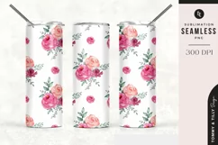 White Watercolour Rose Tumbler Sublimation | Seamless 20oz Product Image 1