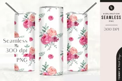 White Watercolour Rose Tumbler Sublimation | Seamless 20oz Product Image 4
