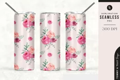 Pink Watercolour Rose Tumbler Sublimation | Seamless 20oz Product Image 1