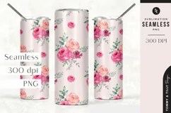 Pink Watercolour Rose Tumbler Sublimation | Seamless 20oz Product Image 3