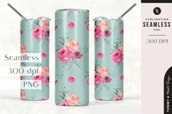 Green Watercolour Rose Tumbler Sublimation | Seamless 20oz Product Image 3
