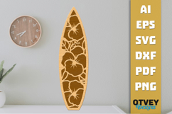 Flower Surfboard Layered Laser Cut SVG | Beach Surf Decor Product Image 1