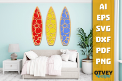 Flower Surfboard Layered Laser Cut SVG | Beach Surf Decor Product Image 1