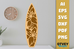Flower Surfboard Layered Laser Cut SVG | Beach Surf Decor Product Image 2