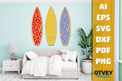 Flower Surfboard Layered Laser Cut SVG | Beach Surf Decor Product Image 1