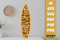 Flower Surfboard Layered Laser Cut SVG | Beach Surf Decor Product Image 1