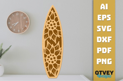 Flower Surfboard Layered Laser Cut SVG | Beach Surf Decor Product Image 2