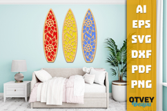Flower Surfboard Layered Laser Cut SVG | Beach Surf Decor Product Image 1
