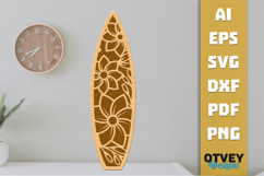 Flower Surfboard Layered Laser Cut SVG | Beach Surf Decor Product Image 1