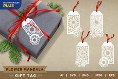 Mandala Pattern with Flowers, SVG Papercut Gift Tag Set Product Image 1